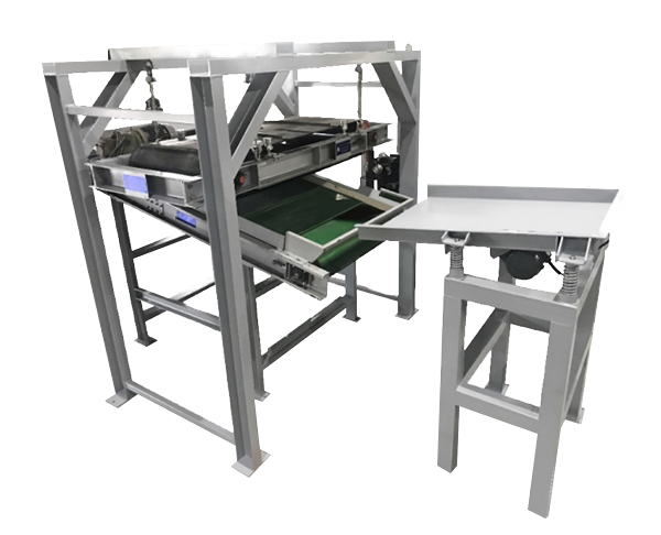 震动送料机 + 吊式磁选机 + 不锈钢分选机 (平面输送式磁选机)