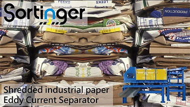 Eddy Current Separator | Shredded industrial paper | Sortinger