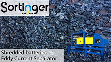 Eddy Current Separator | Shredded scrap batteries | Sortinger