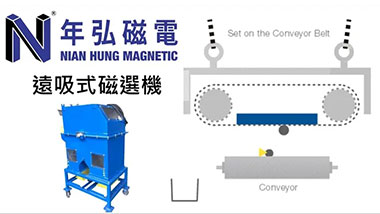 遠吸式立式磁選機/立式除鐵器分選距離350mm之鐵類物料 | 年弘磁電 | 台灣磁選機、渦電流分選機、除鐵器、強力磁鐵第一品牌
